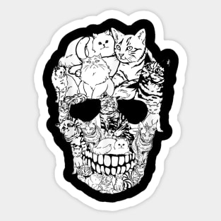 Cat Skull Shirt - Kitty Skeleton Halloween Costume Skull Cat Sticker